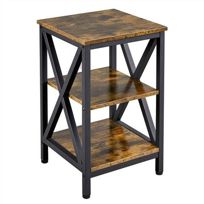 3 Tier Rustic End Table Industrial X