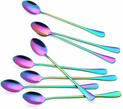 8PCS 8in Rainbow Spoon Set Stainless