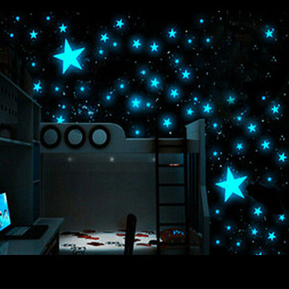 100pcs 3D Wall Stickers Stars Glow