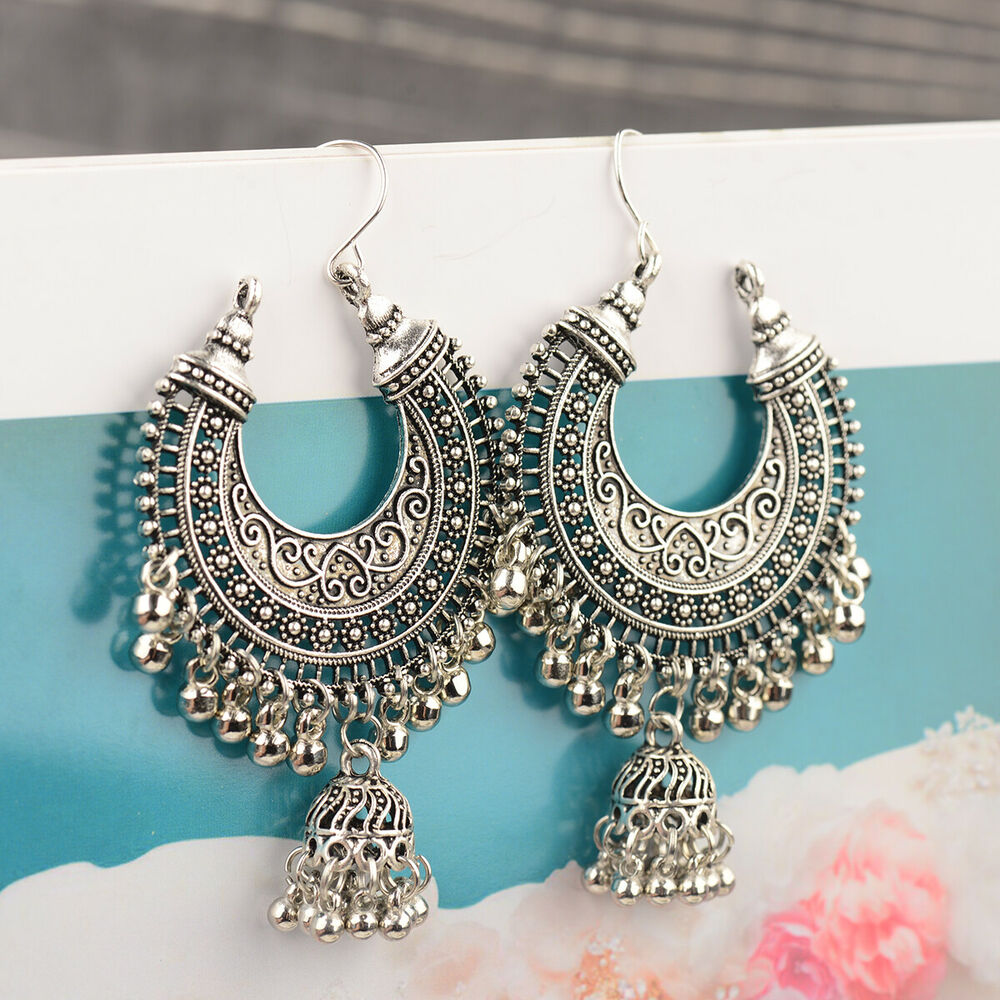 Vintage Oxidized Silver Traditional Jhumka