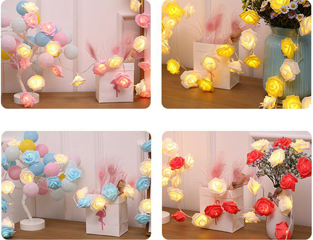 9.84 Ft 20 LED Rose Flower Lights