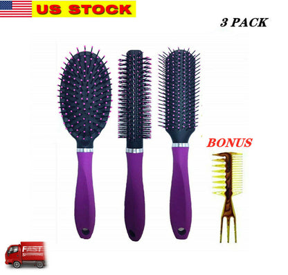 3 Pack Brush Multi-Pack Detangler Hair Brush