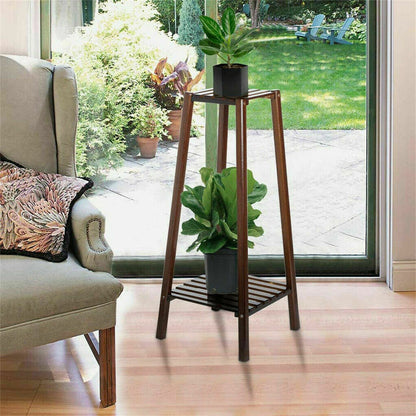 Wooden 2 Tier Tall Plant Stand Pot