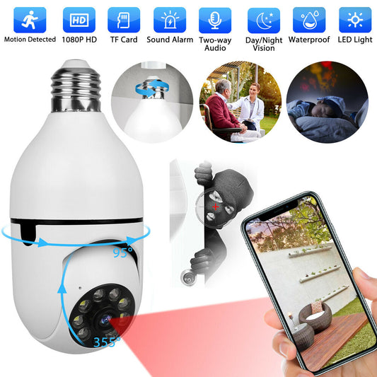 Full 1080P IP E27 Light Bulb Camera Wi-Fi IR Night Smart Home Wireless Security