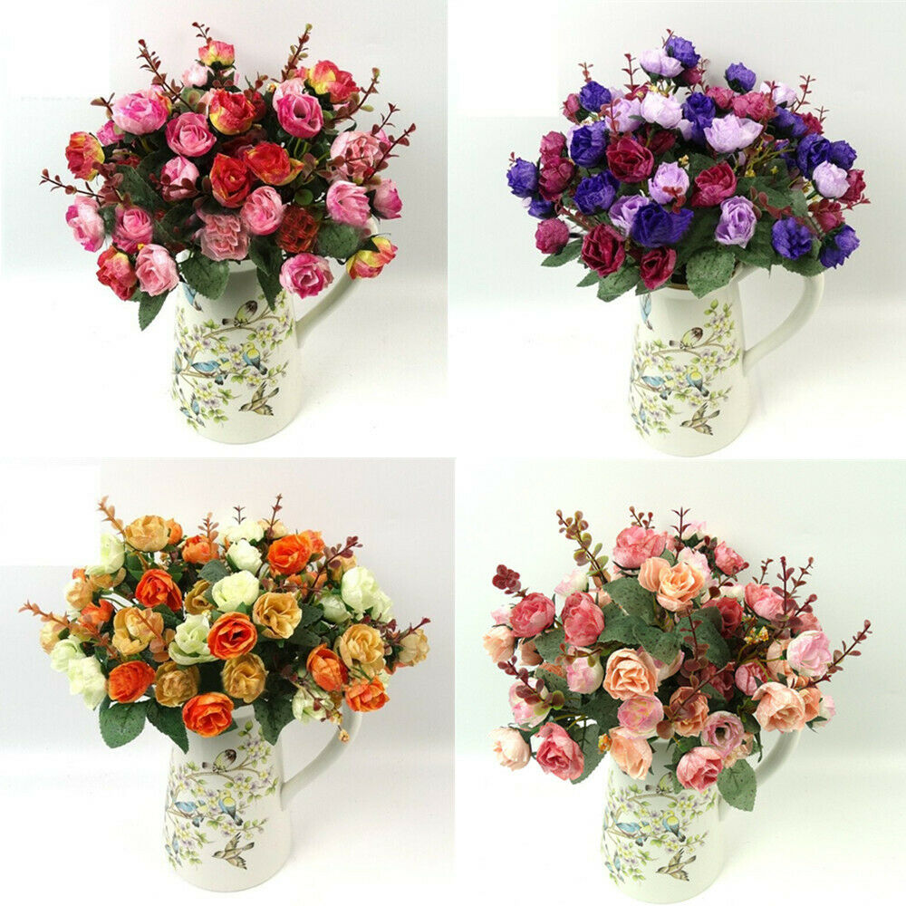 21Pcs Artificial Rose Flower Bouquet