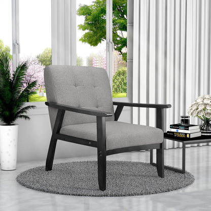 Modern Accent Cotton Armchair Upholstered Single Sofa Living Room Rubber Wood US