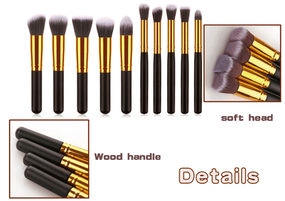 10pcs Makeup Brushes Cosmetic Eyebrow Blush