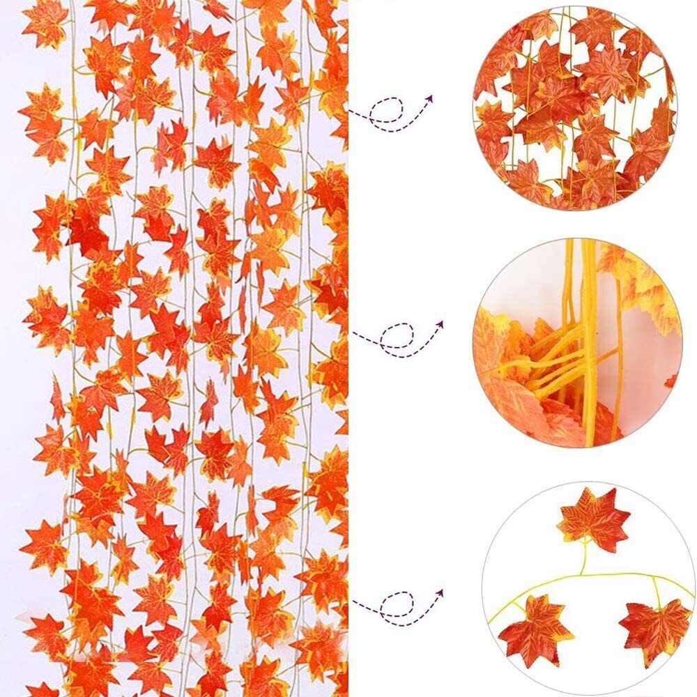 12 Artificial Maple Leaves Party Decor