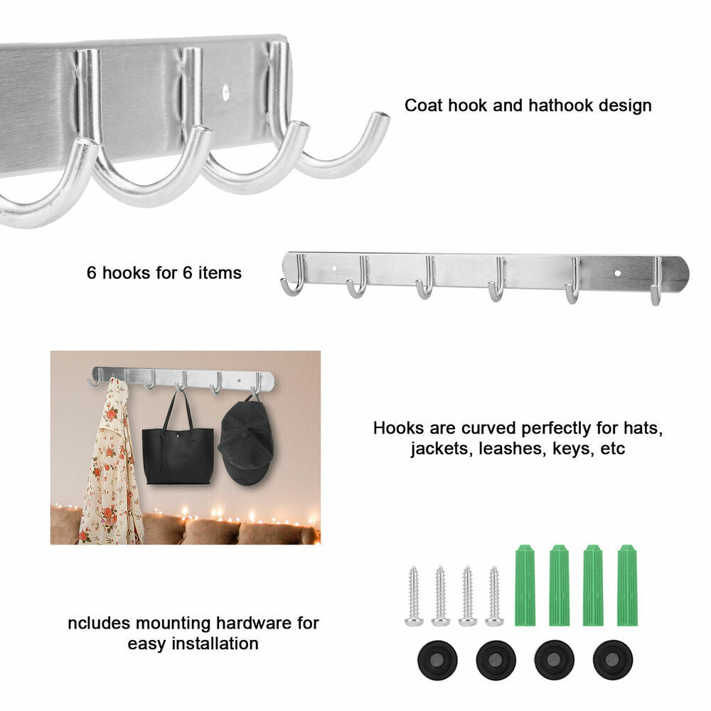 12 Hooks Wall Key Bag Towel Rack Hanger