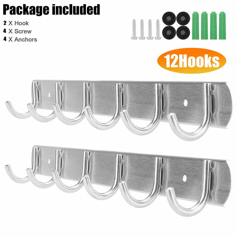 12 Hooks Wall Key Bag Towel Rack Hanger