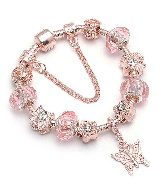 18K Rose Gold Plated Pink Crystal Bracelet