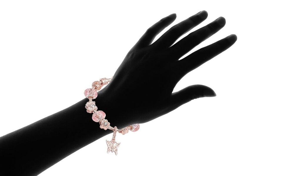 18K Rose Gold Plated Pink Crystal Bracelet