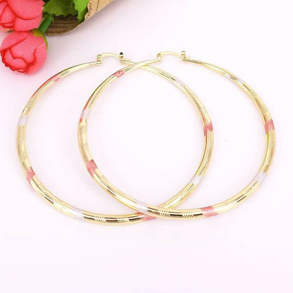 18k Layered Real Gold Filled Round Hoop Earrings