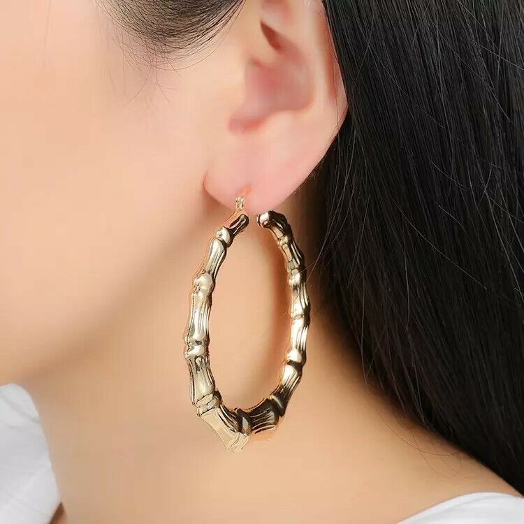 18k Layered Real Gold Bamboo earrings