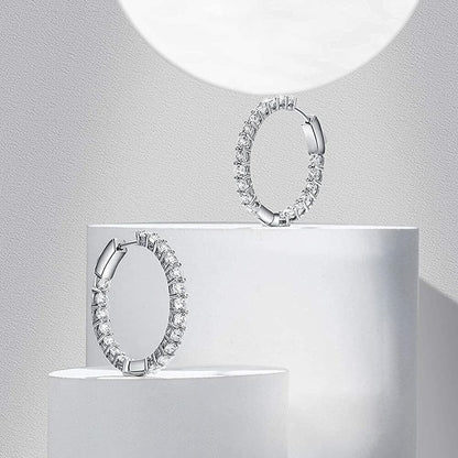 18k White Gold Plated Hoop Earrings Jewelry