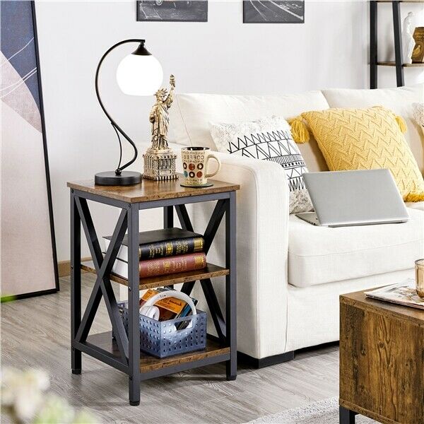 3 Tier Rustic End Table Industrial X