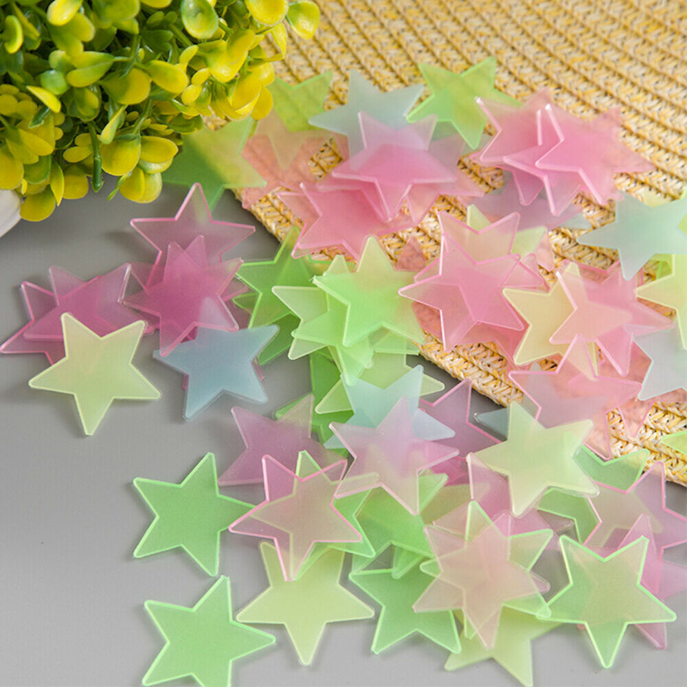 100pcs 3D Wall Stickers Stars Glow