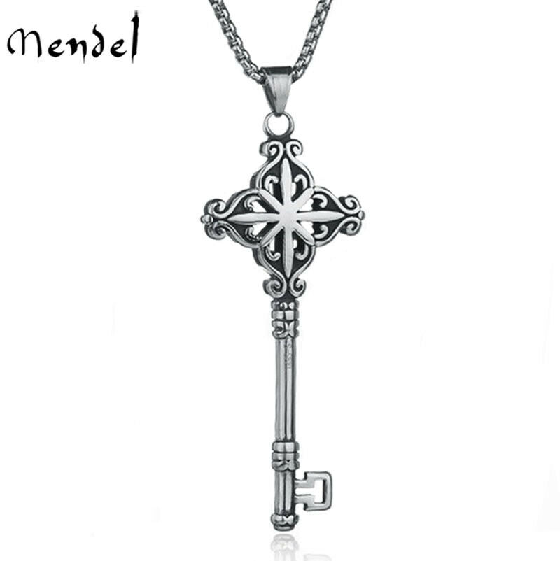 Gothic Mens Stainless Steel Key Pendant