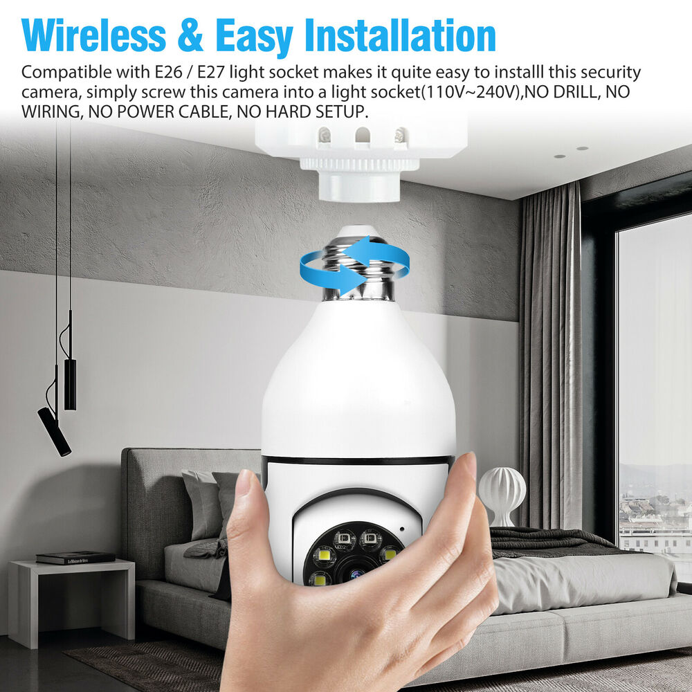 Full 1080P IP E27 Light Bulb Camera Wi-Fi IR Night Smart Home Wireless Security