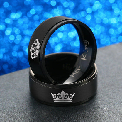 His Queen & Her King Stainless Steel Couple Band