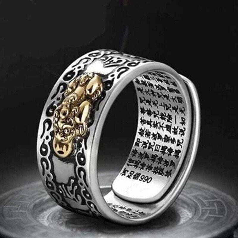 1x Adjustable Feng Shui Pixiu Mani Wealth Ring