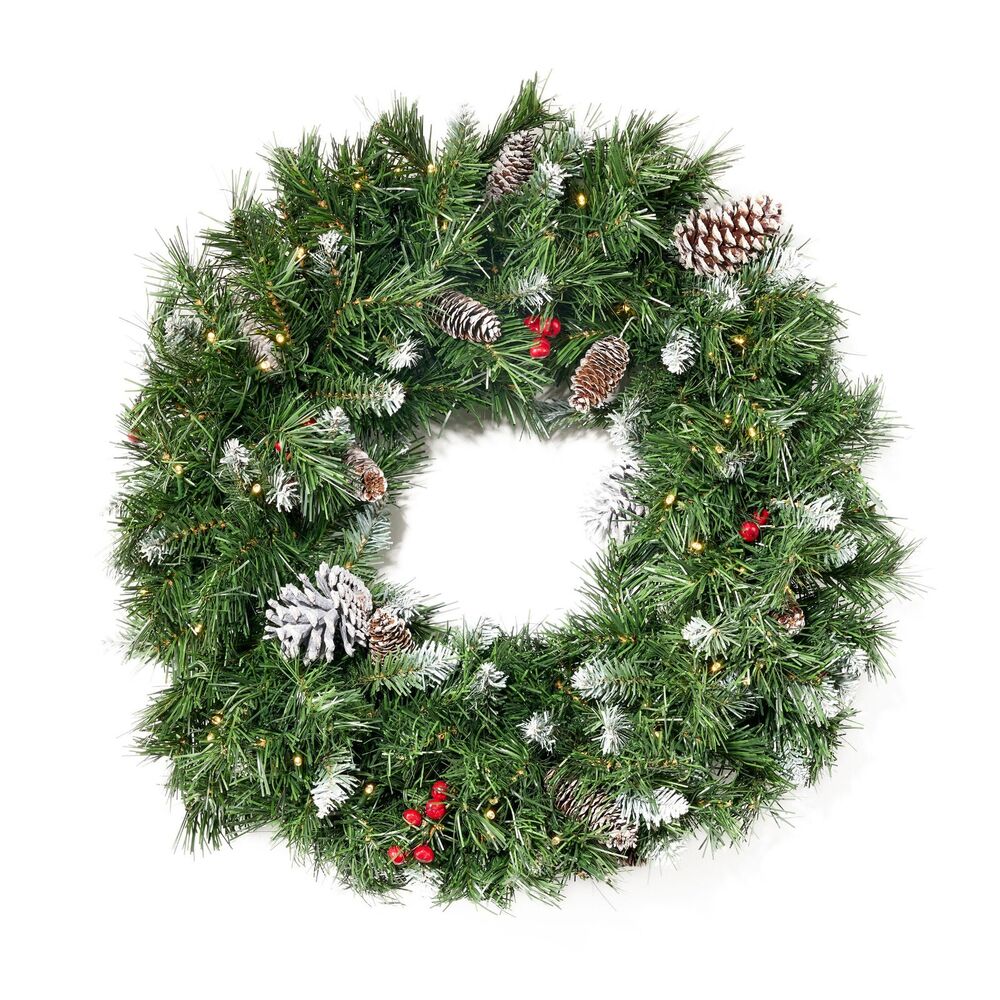 24" Mixed Spruce Wreath with Frosted