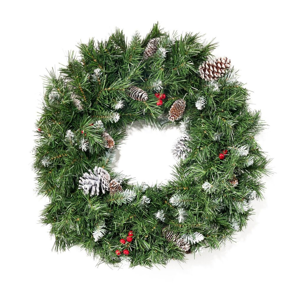 24" Mixed Spruce Wreath with Frosted