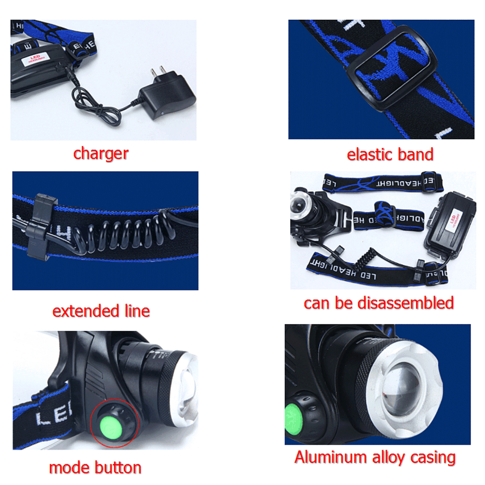 25000LM LED HEADLAMP Rechargeable Headlight