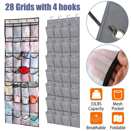 28 Grids Over Door Shoe Organizer