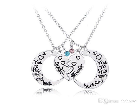 2 PC MOTHER DAUGHTER I LOVE YOU TO NECKLACE SET