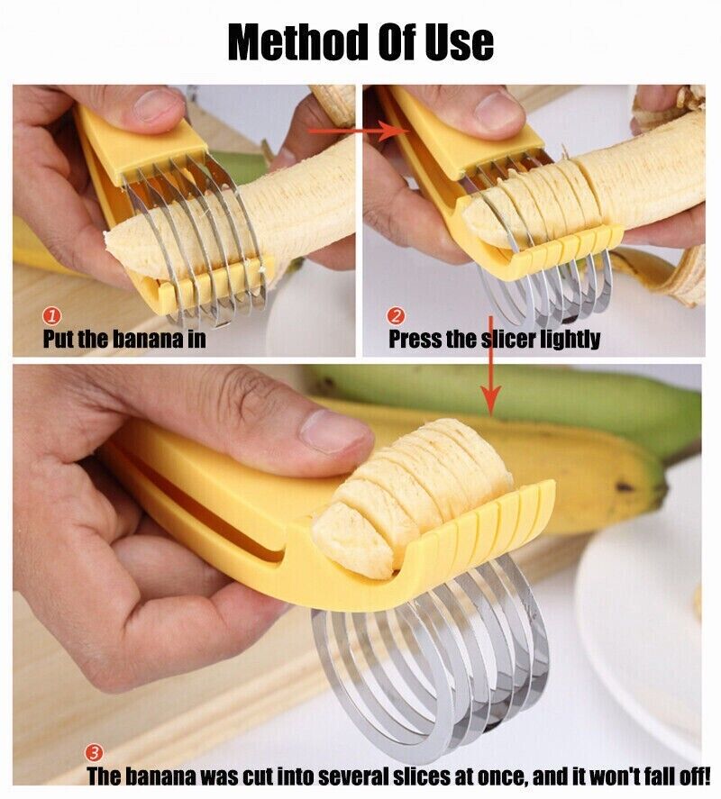 2Pcs Banana Slicer Fruit Knife Veggie Cutter