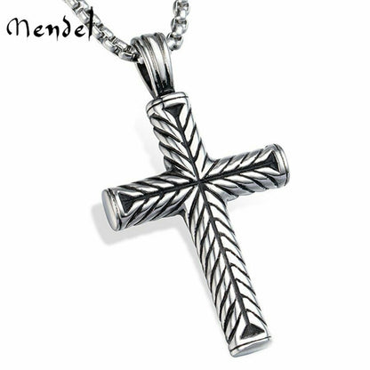 Vintage Cross Pendant Necklace  Silver