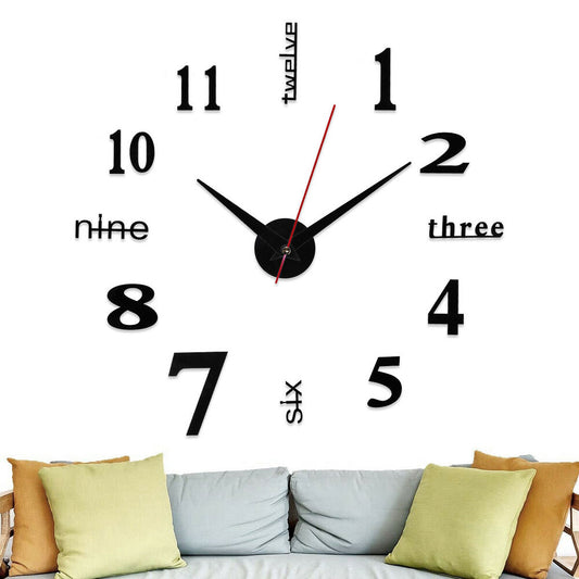 3D Mirror Surface Large Wall Clock Modern