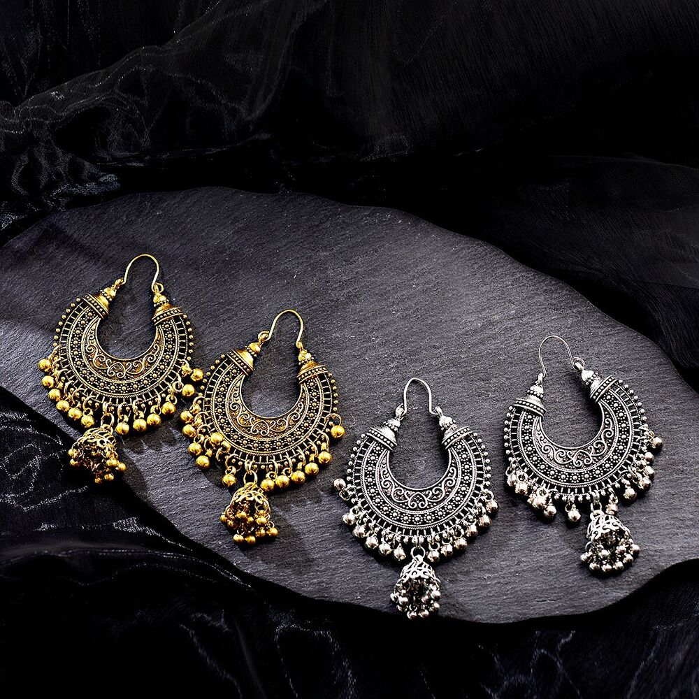 2pair Tribal Oxidized Jhumka