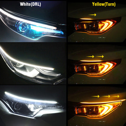 2pcs 60CM Slim Amber Sequential Headlight