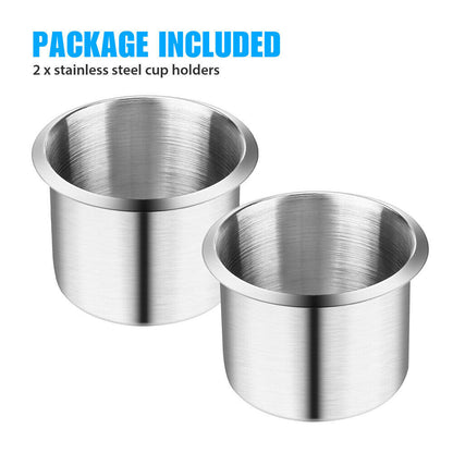 2x Stainless Steel Cup Drink Holders