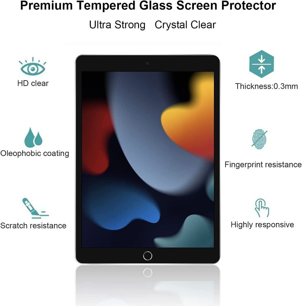 3-Pack HD Clear Tempered Glass Screen Protector For iPad 10.2 7th 8th 9th Gen