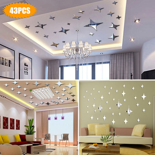 3D Mirror Star Wall Sticker Room Decor