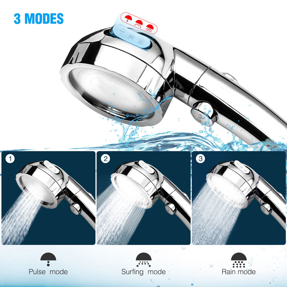 3 Mode High Pressure Showerhead Handheld Shower