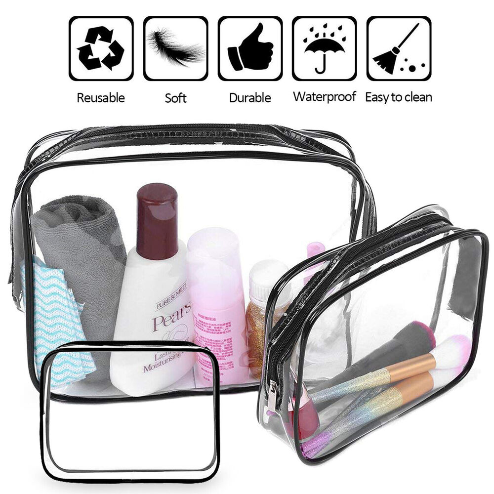 3PCS Clear Makeup Bag Travel