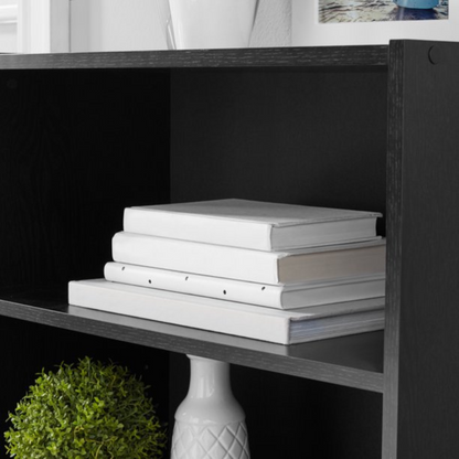 3 Shelf Wood Bookcase Wide Storage