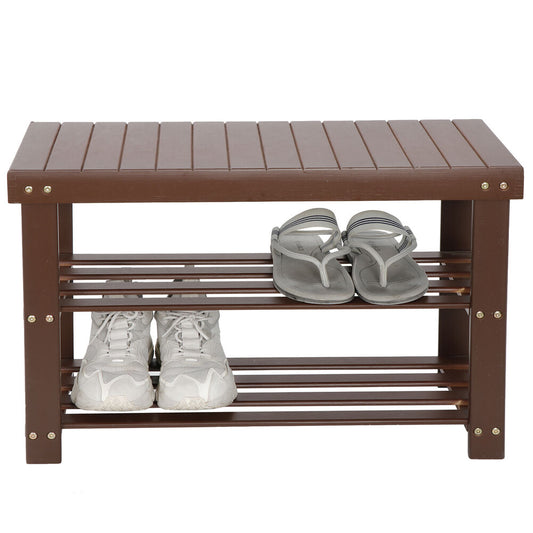 3 Tier Bamboo Brown Shoe Rack