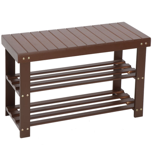 3 Tier Natural Bamboo Shoe Bench