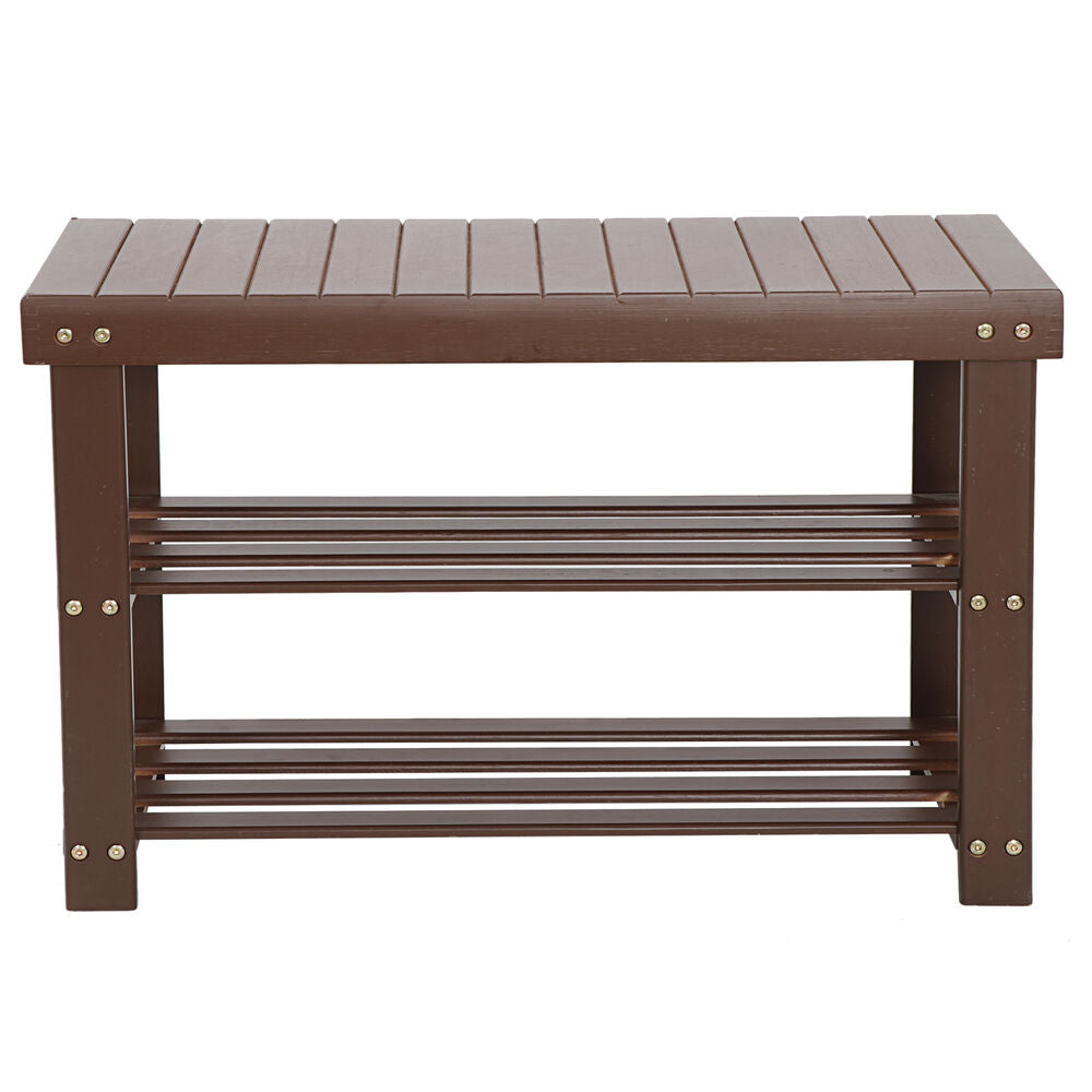 3 Tier Natural Bamboo Shoe Bench