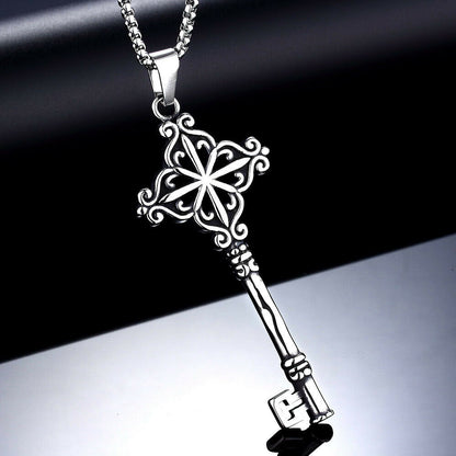 Gothic Mens Stainless Steel Key Pendant