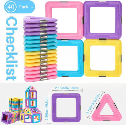 40PCS Magnetic Tiles Toys