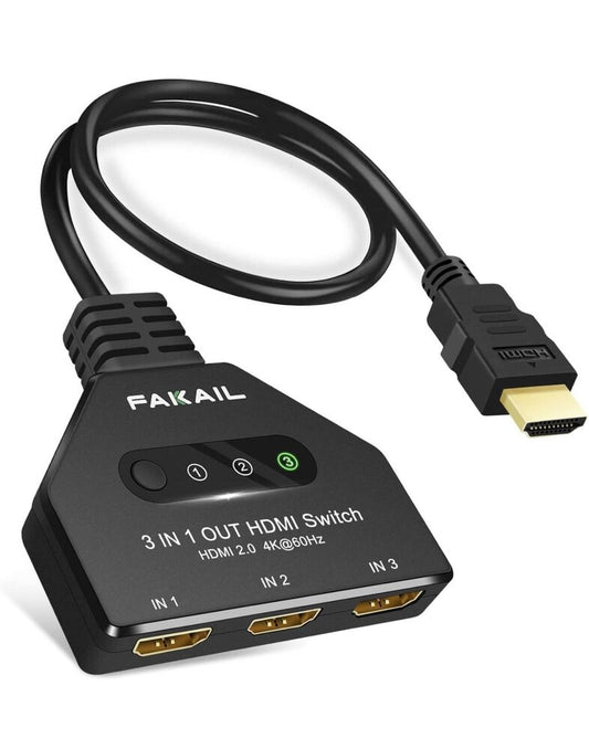 4K 60Hz HDMI Switch 3 in 1 Out FAKAIL HDMI Splitter