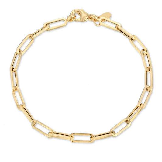 Gold Paperclip Chain Bracelet - 7" and 8"