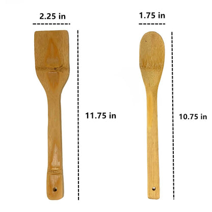 4 Pc Wooden Spoon Spatula Bamboo Set