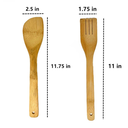 4 Pc Wooden Spoon Spatula Bamboo Set